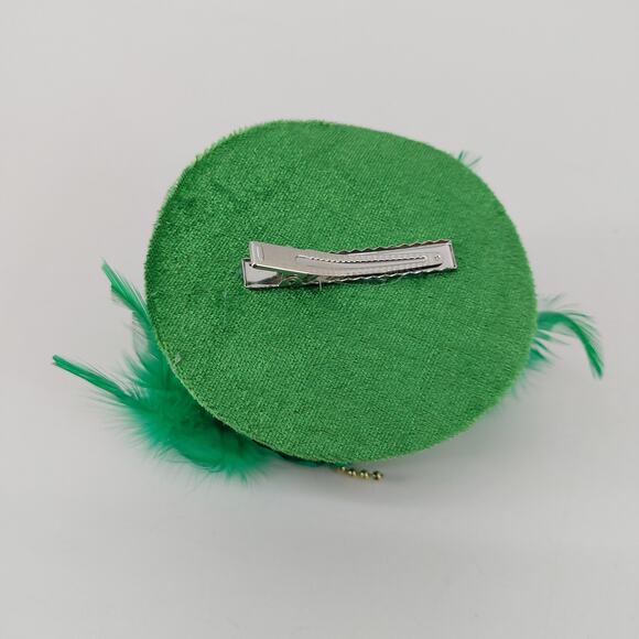 Mini Top Hat with Feather St. Patrick's Day Green Hair Clip On 3.5" x 2.5 " - Picture 11 of 11
